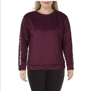 Nicole Miller Sport Women's Scuba Striped Activewear Crewneck Sweatshirt